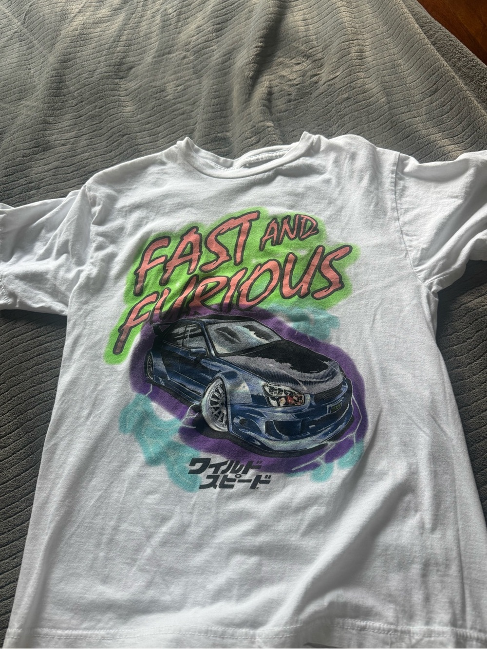 Fast and Furious Graphic Car Tee - White with Neon Accents